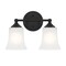 Designers Fountain Bronson 13.25in 2-Light Matte Black Transitional Indoor Vanity Light with Etched Glass Shades D278M-2B-MB - alternate 1